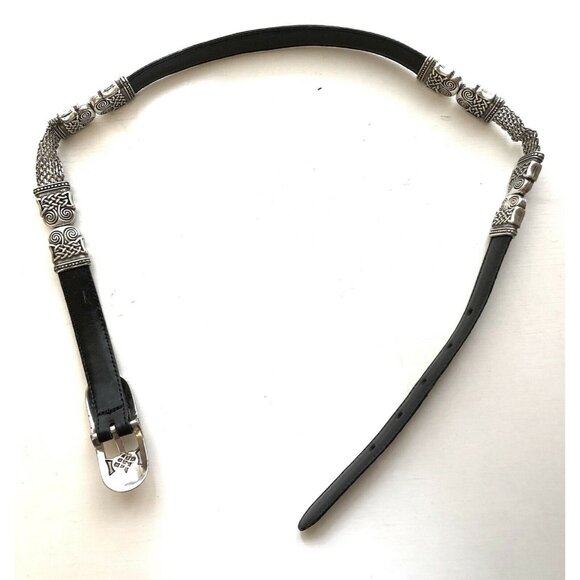 Vintage Brighton Celtic Viking Reversible Leather and Chain Mesh Belt M/32 main image 5